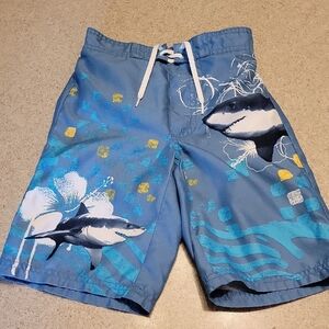 Old Navy Kids Blue Shark Print Swim Trunks Size 5T